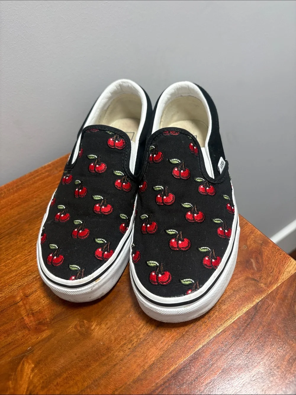 Vans  Slip-On Shoes - Black with Red Cherry Print